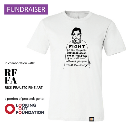 Ruth Bader Ginsburg - artist collaboration, social justice white unisex tee